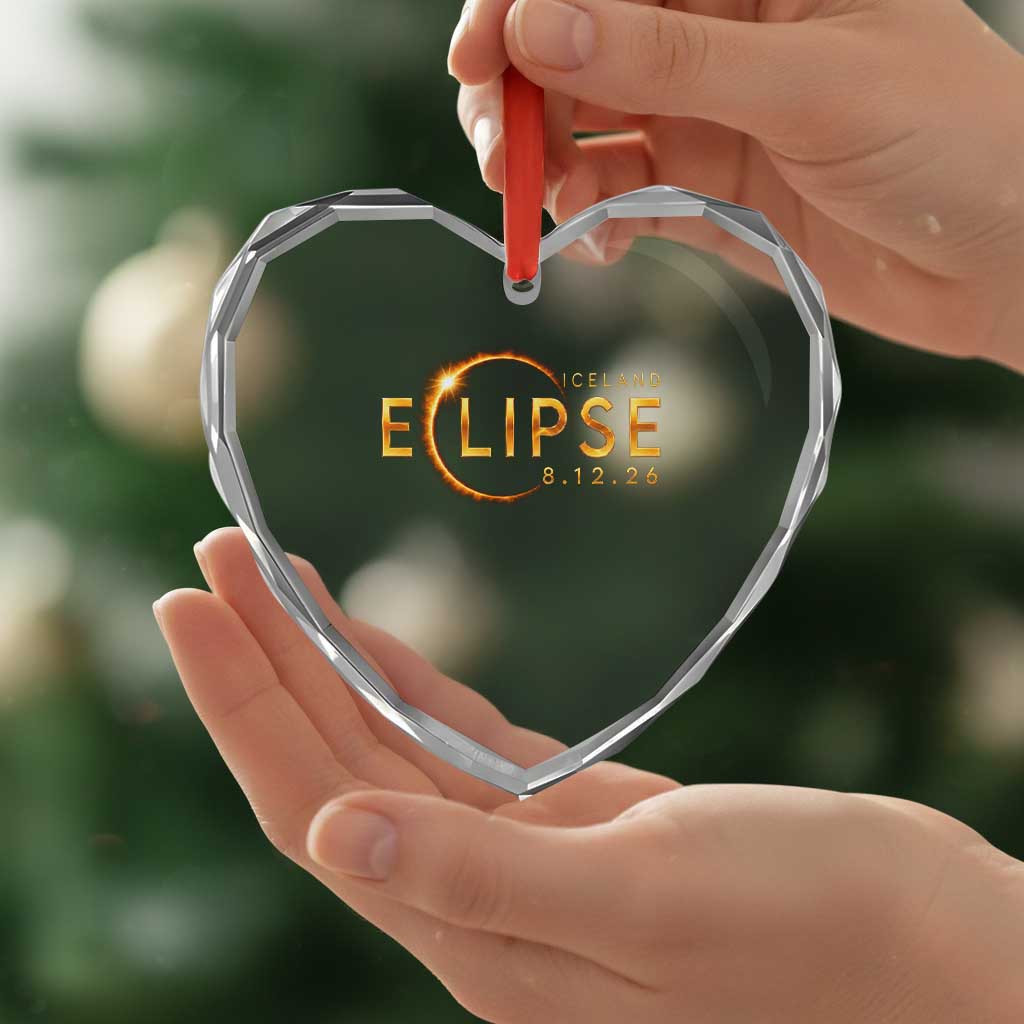 Iceland Eclipse 2026 Heart Crystal Glass Ornament August 12 26 Solar Eclipse Totality TS11 Print Your Wear