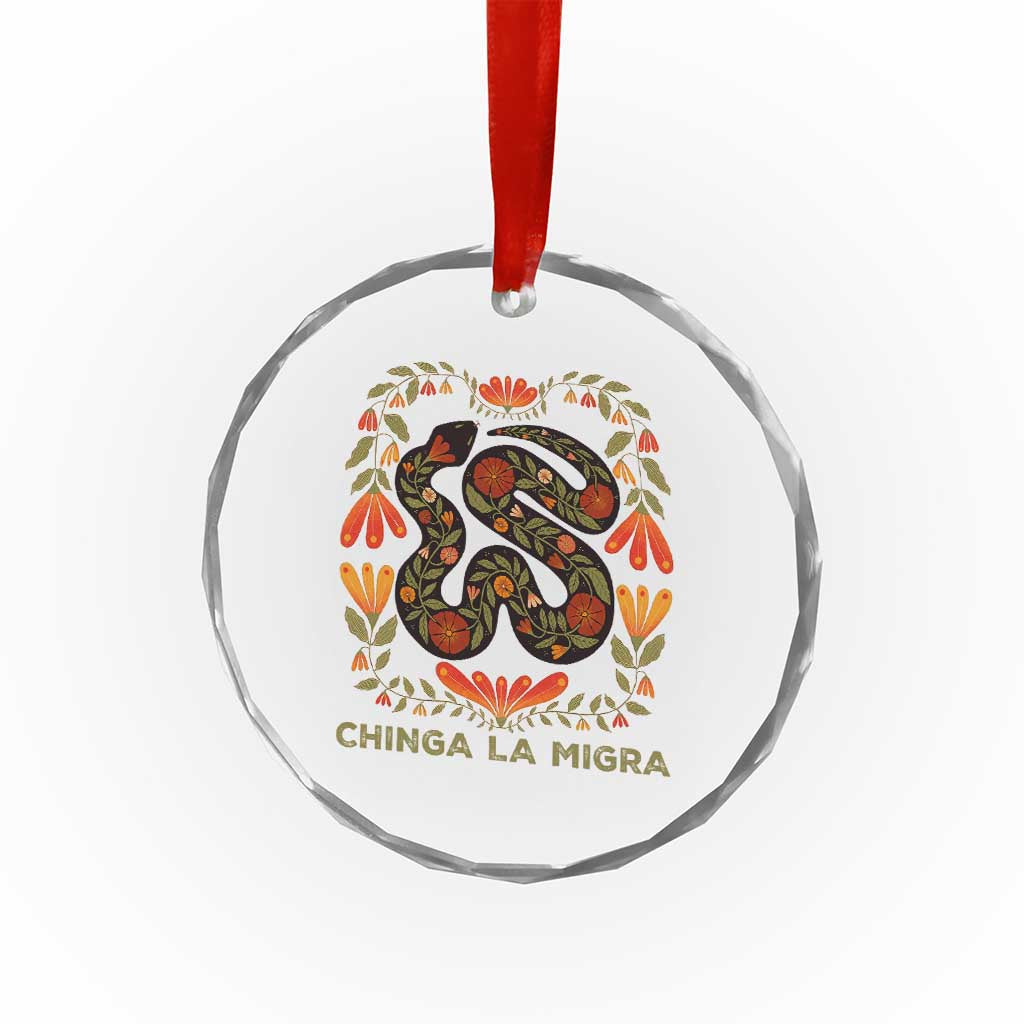 Immigrant Rights Crystal Glass Ornament Chinga La Migra TS10 Print Your Wear