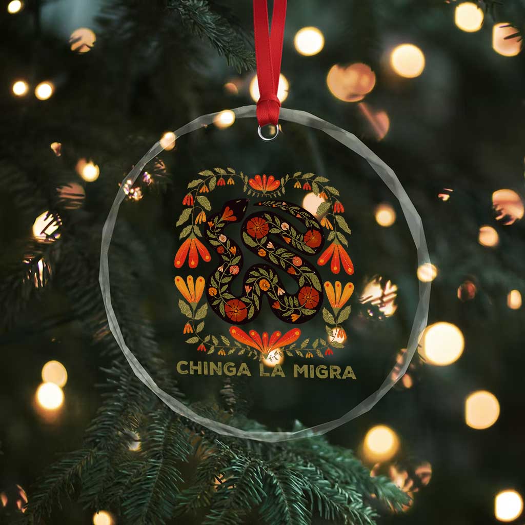 Immigrant Rights Crystal Glass Ornament Chinga La Migra TS10 Print Your Wear