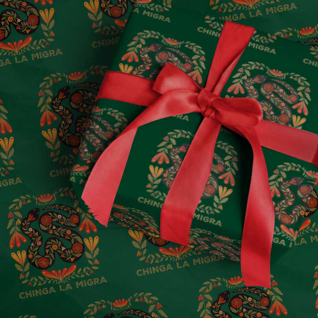 Immigrant Rights Wrapping Paper Roll Chinga La Migra TS10 Green Print Your Wear