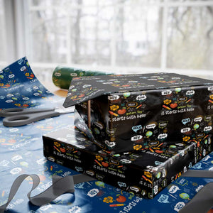 Inclusion Matters Wrapping Paper Roll It Starts With Hello In Languages TS02 Black Print Your Wear