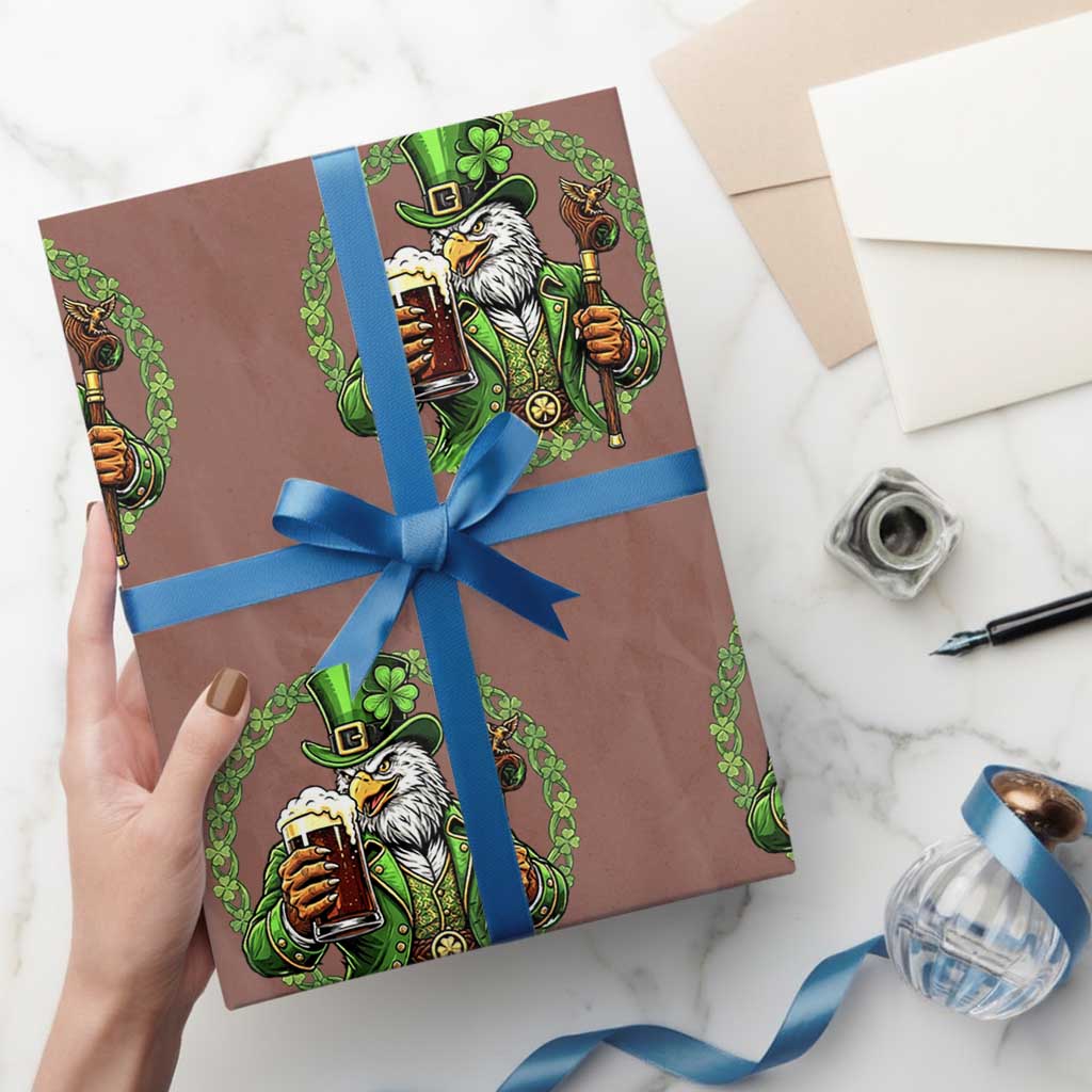 Irish Patriotic Eagle Leprechaun Wrapping Paper Roll St Patricks Day Gift TS12 Mocha Print Your Wear