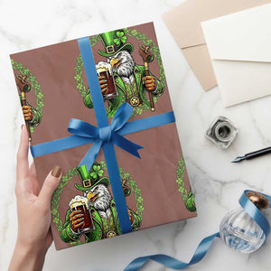Irish Patriotic Eagle Leprechaun Wrapping Paper Roll St Patricks Day Gift TS12 Mocha Print Your Wear