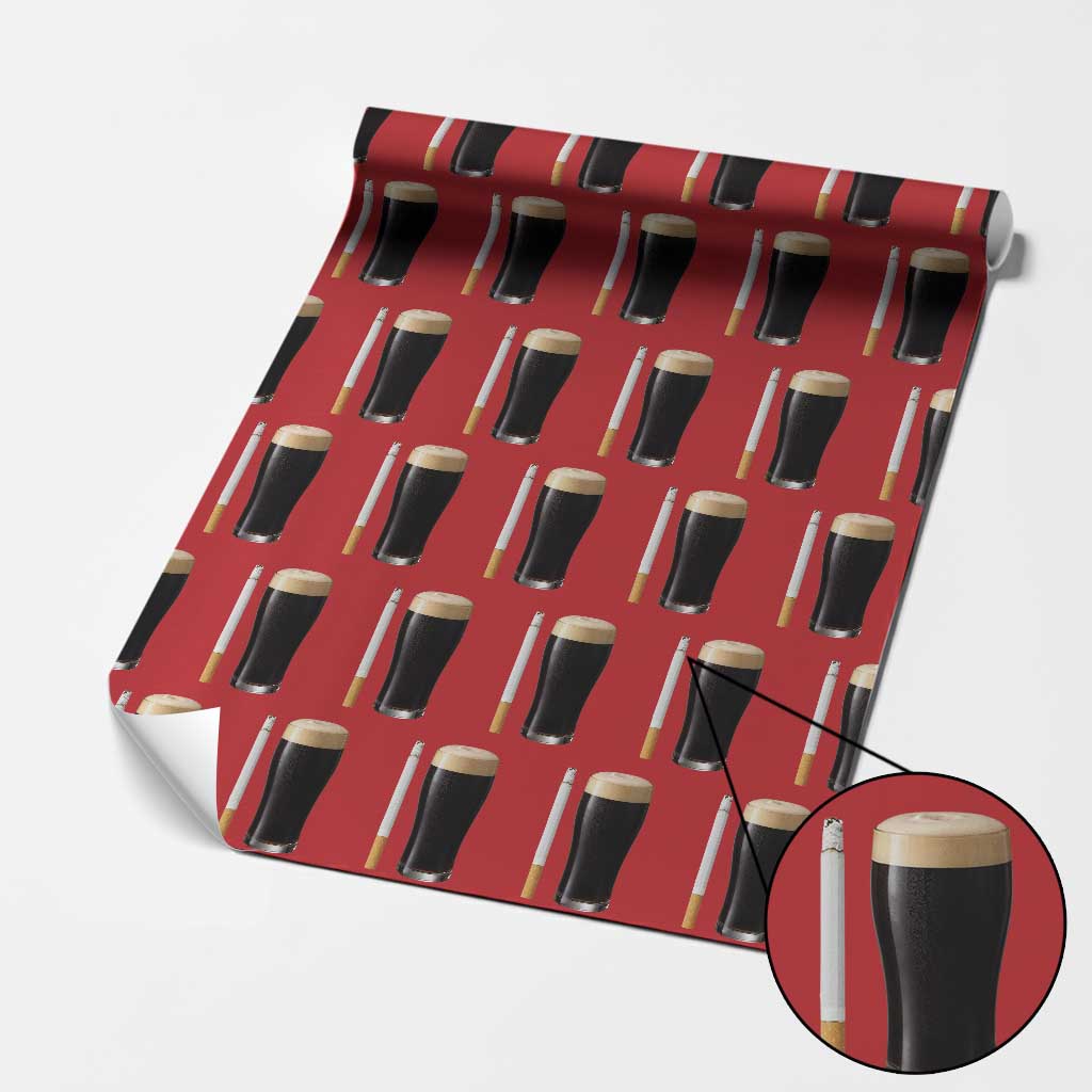 Irish Shamrock Beer Smoking Pub Drinking Humor Wrapping Paper Roll TS14 Red Print Your Wear