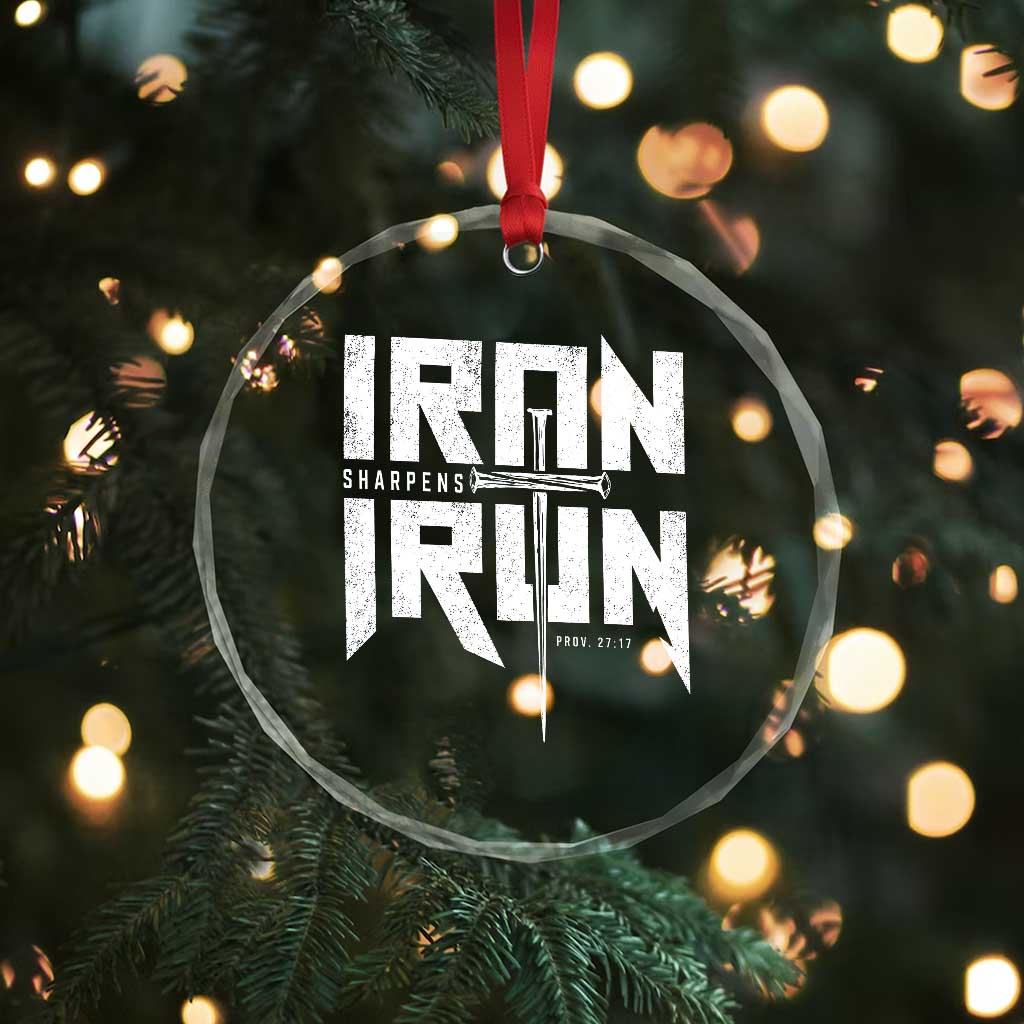 Iron Sharpens Iron Crystal Glass Ornament Christian Bible Scripture Gym Workout TS11 Print Your Wear