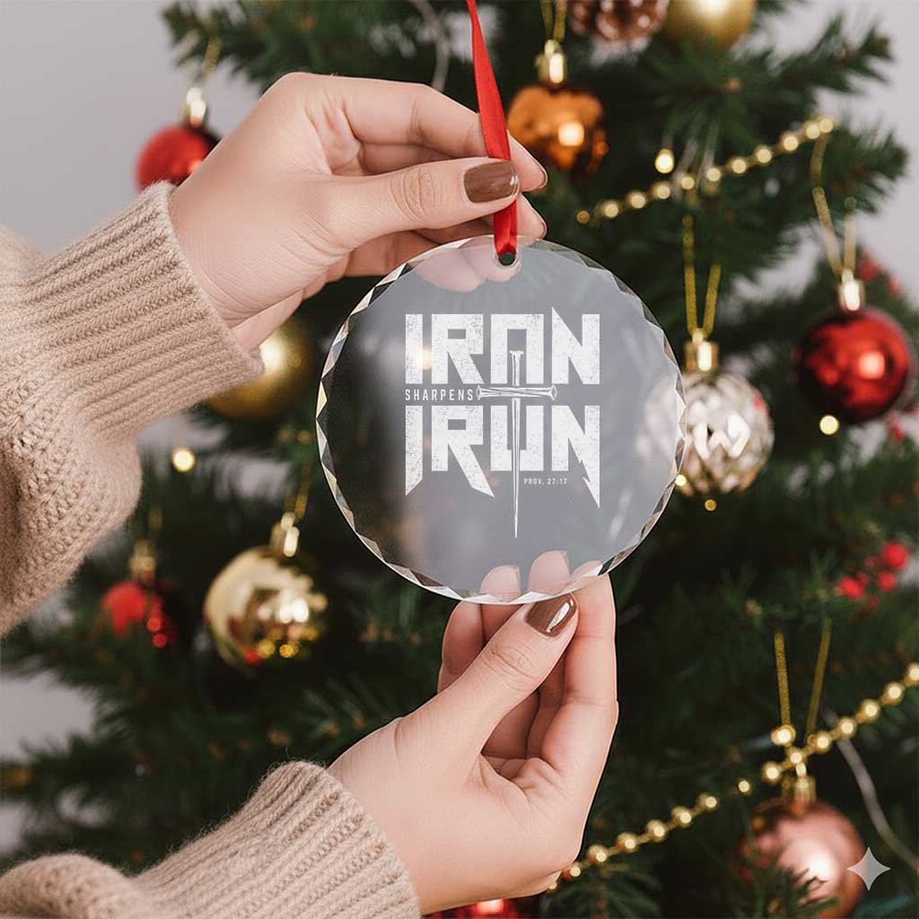 Iron Sharpens Iron Crystal Glass Ornament Christian Bible Scripture Gym Workout TS11 Print Your Wear