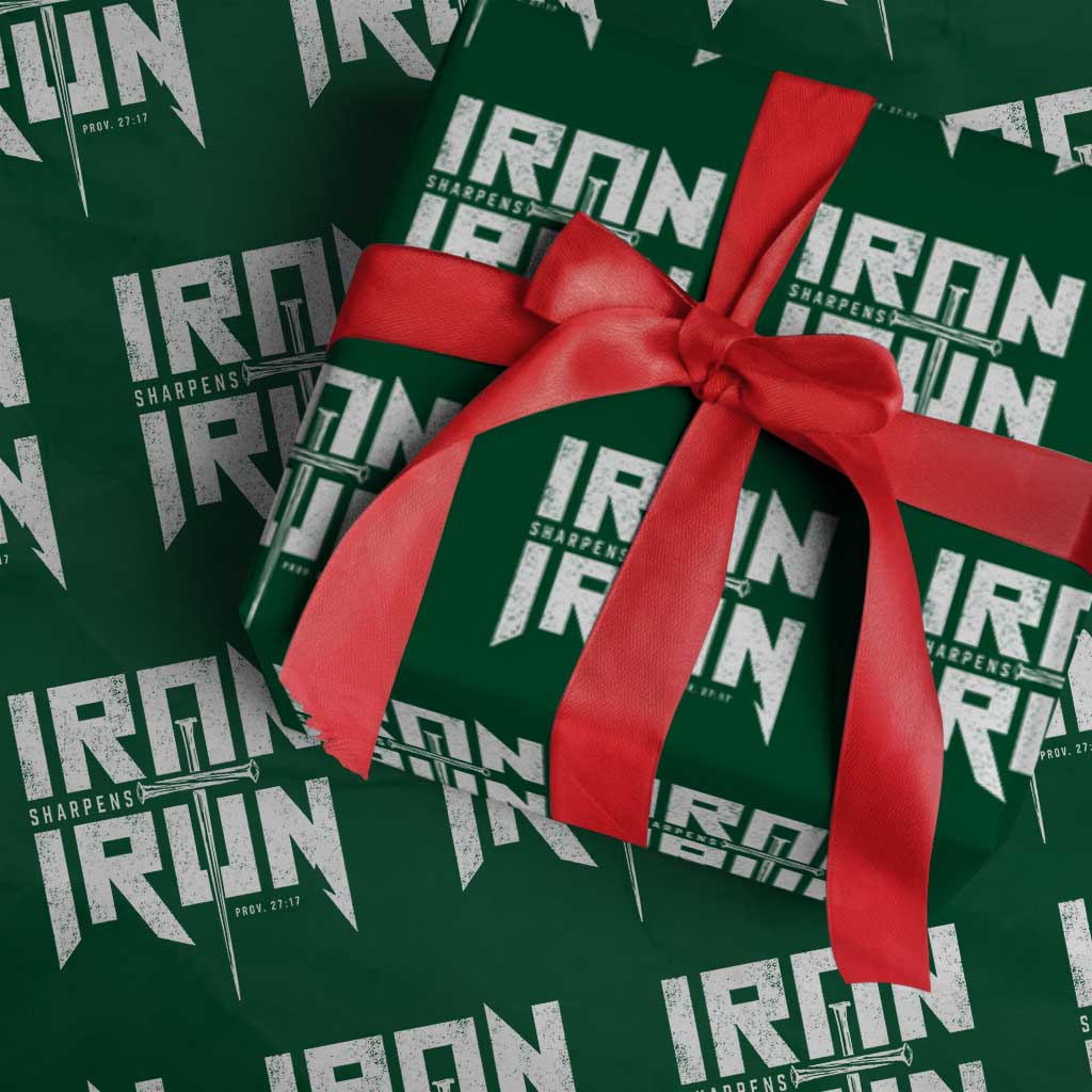 Iron Sharpens Iron Wrapping Paper Roll Christian Bible Scripture Gym Workout TS11 Green Print Your Wear