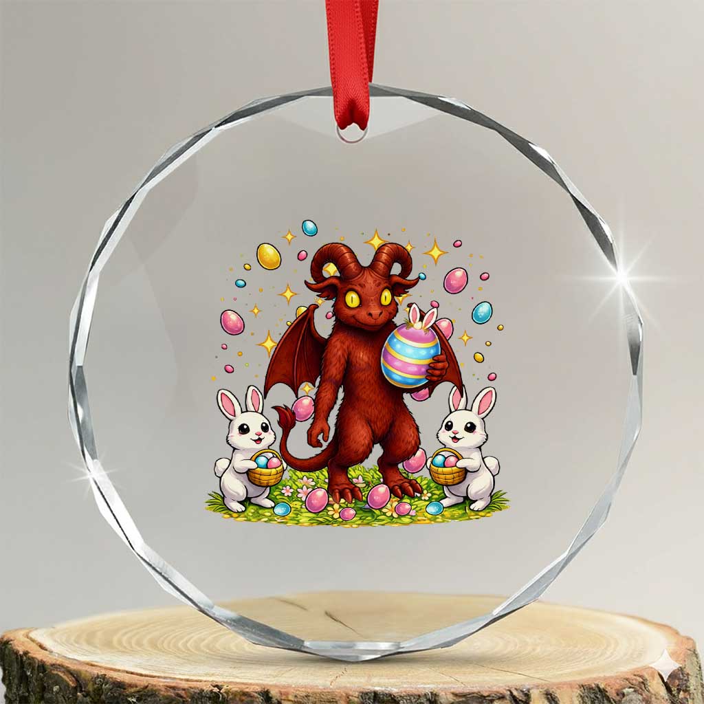 Jersey Devil Easter Egg Hunt Crystal Glass Ornament Funny Pine Barrens Folklore Gift TS12 Transparent Glass 3'' Circle Print Your Wear