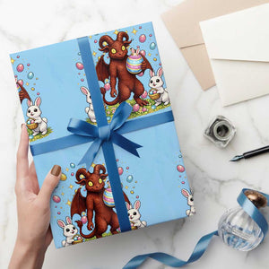 Jersey Devil Easter Egg Hunt Wrapping Paper Roll Funny Pine Barrens Folklore Gift TS12 Light Blue Print Your Wear