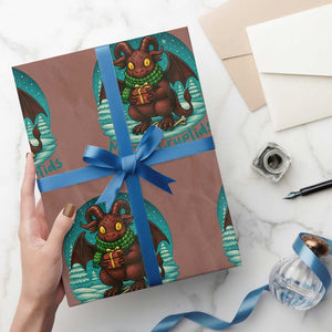 Jersey Devil Wrapping Paper Roll Merry Cryptidmas Funny Xmas Gift TS12 Mocha Print Your Wear