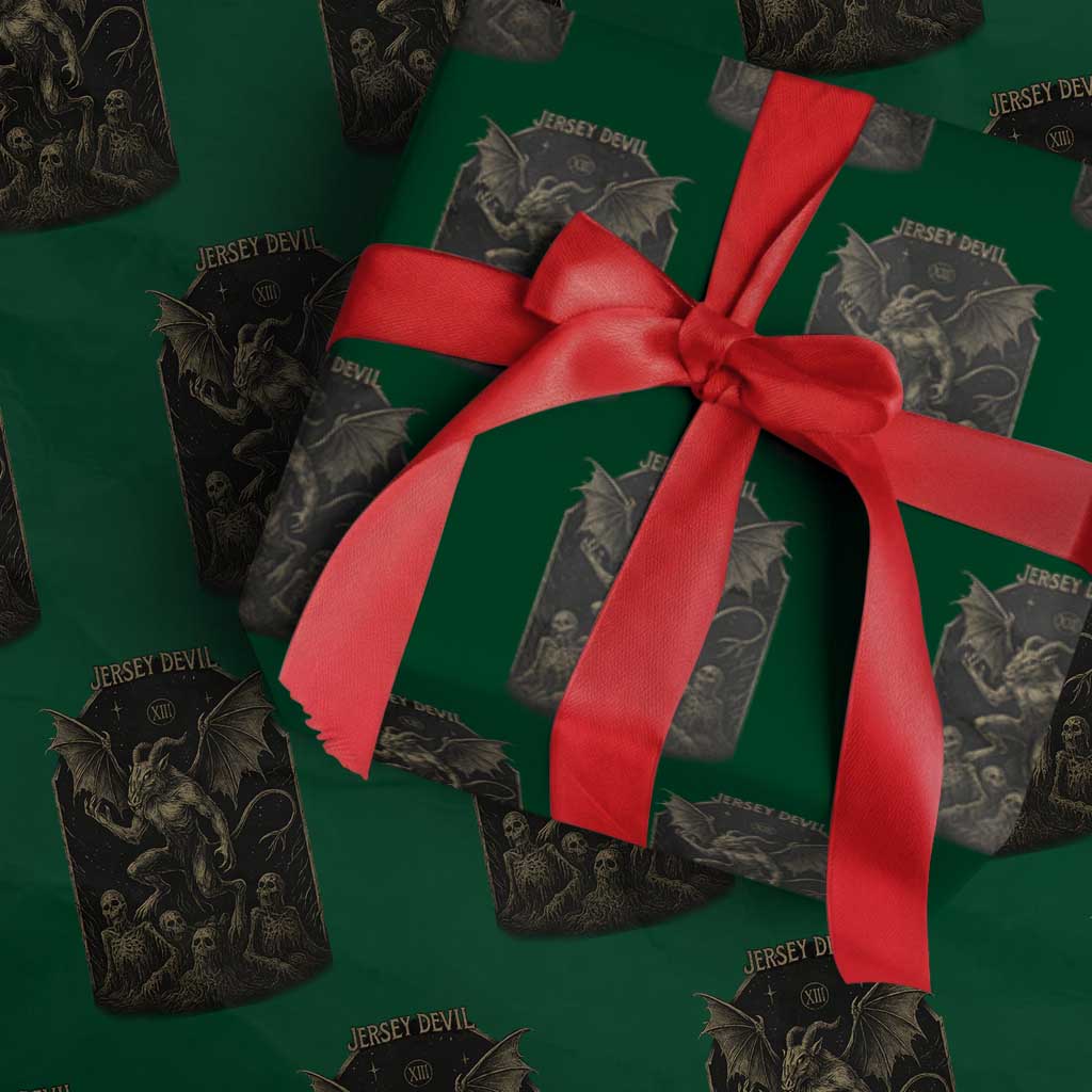 Jersey Devil Wrapping Paper Roll Vintage Weird Creepy Creature Leeds Devil TS10 Green Print Your Wear