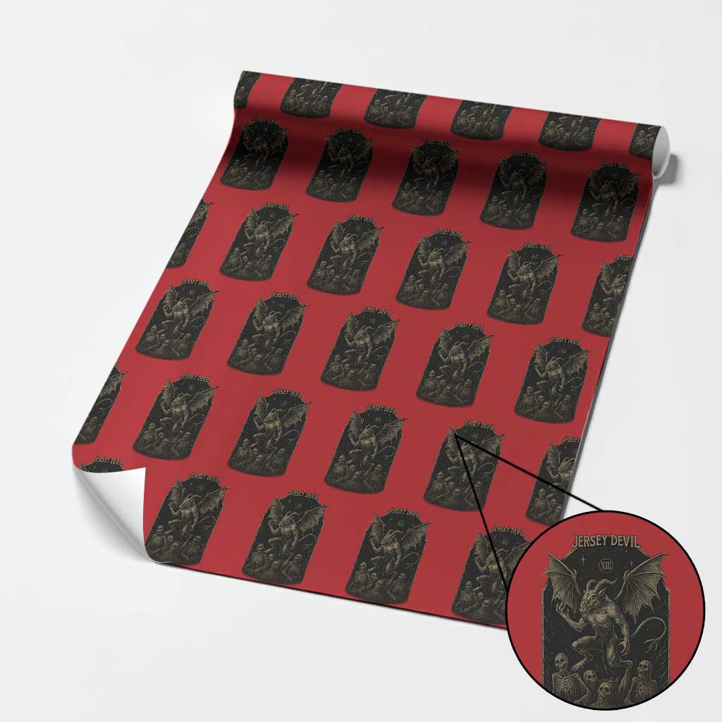 Jersey Devil Wrapping Paper Roll Vintage Weird Creepy Creature Leeds Devil TS10 Red Print Your Wear