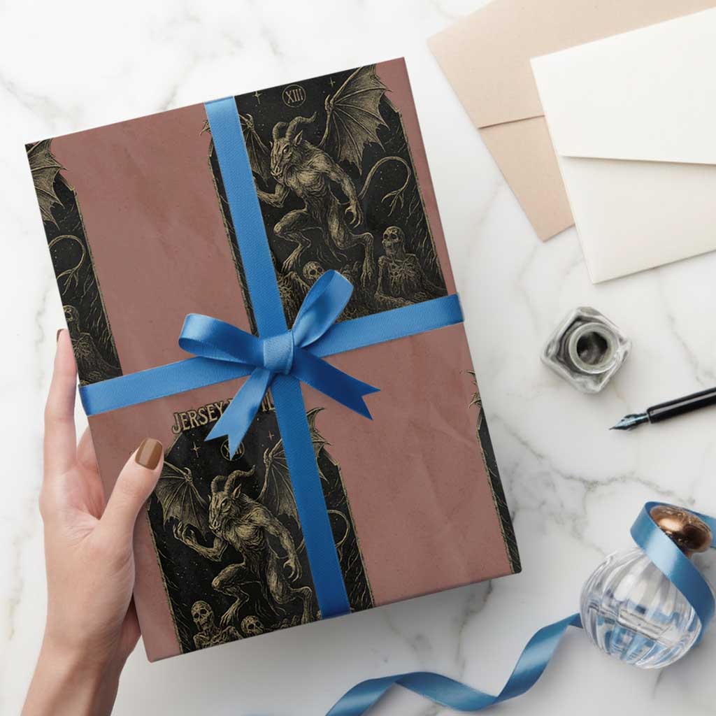 Jersey Devil Wrapping Paper Roll Vintage Weird Creepy Creature Leeds Devil TS10 Mocha Print Your Wear