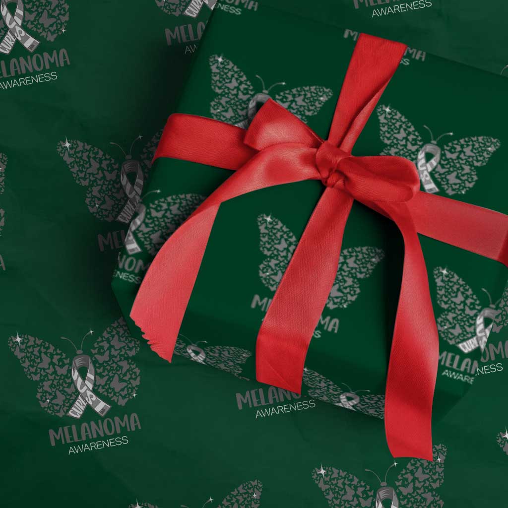 Just Cure It Wrapping Paper Roll Melanoma Warrior Butterfly Support TS12 Green Print Your Wear