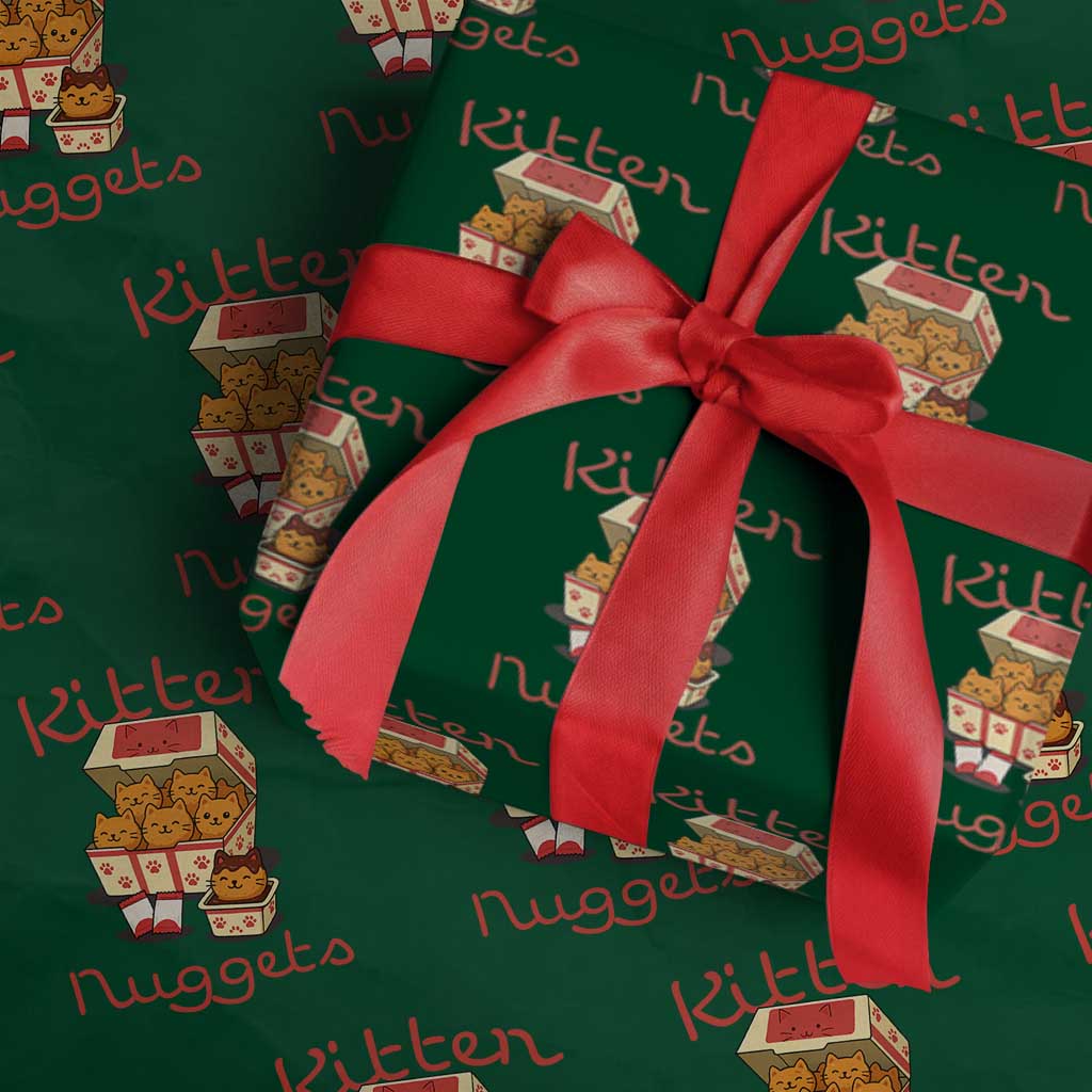 Kitten Nuggets Wrapping Paper Roll Funny Cat Lover Gift TS12 Green Print Your Wear