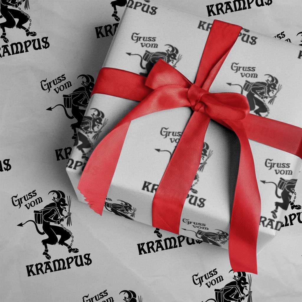Krampus Wrapping Paper Roll Gruss Vom Greetings TS02 White Print Your Wear
