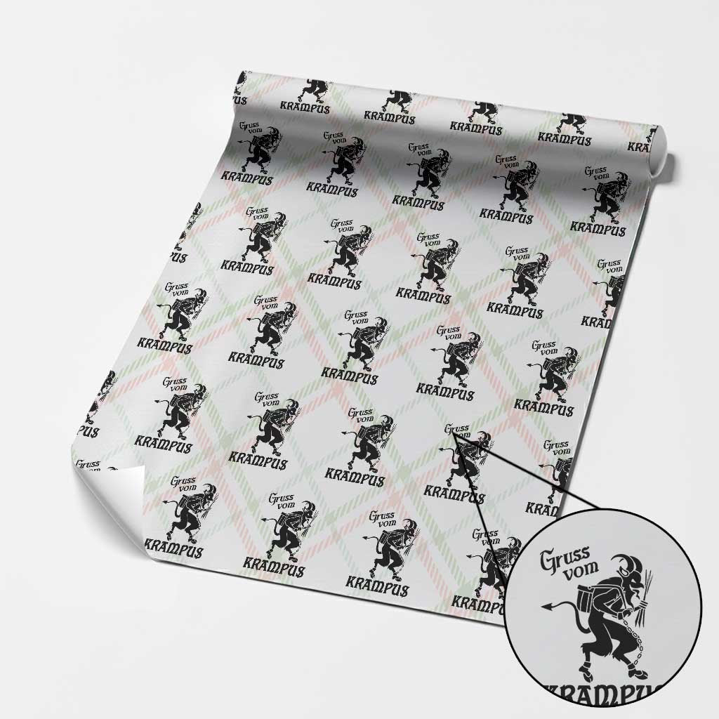 Krampus Wrapping Paper Roll Gruss Vom Greetings TS02 Christmas Plaid Print Your Wear