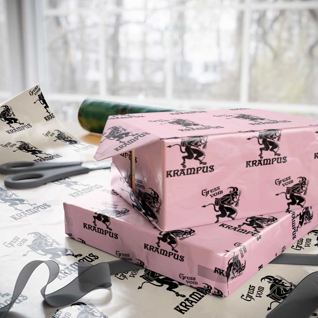 Krampus Wrapping Paper Roll Gruss Vom Greetings TS02 Light Pink Print Your Wear