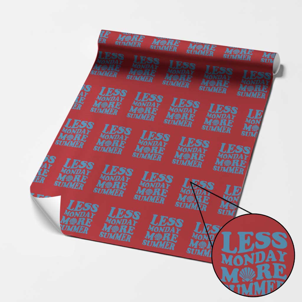 Less Monday More Summer Wrapping Paper Roll Retro Beach Seashell Graphic TS12 Red Print Your Wear