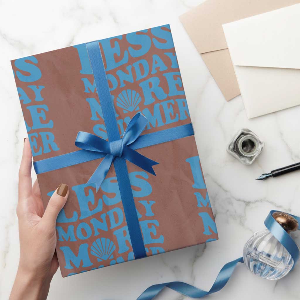 Less Monday More Summer Wrapping Paper Roll Retro Beach Seashell Graphic TS12 Mocha Print Your Wear