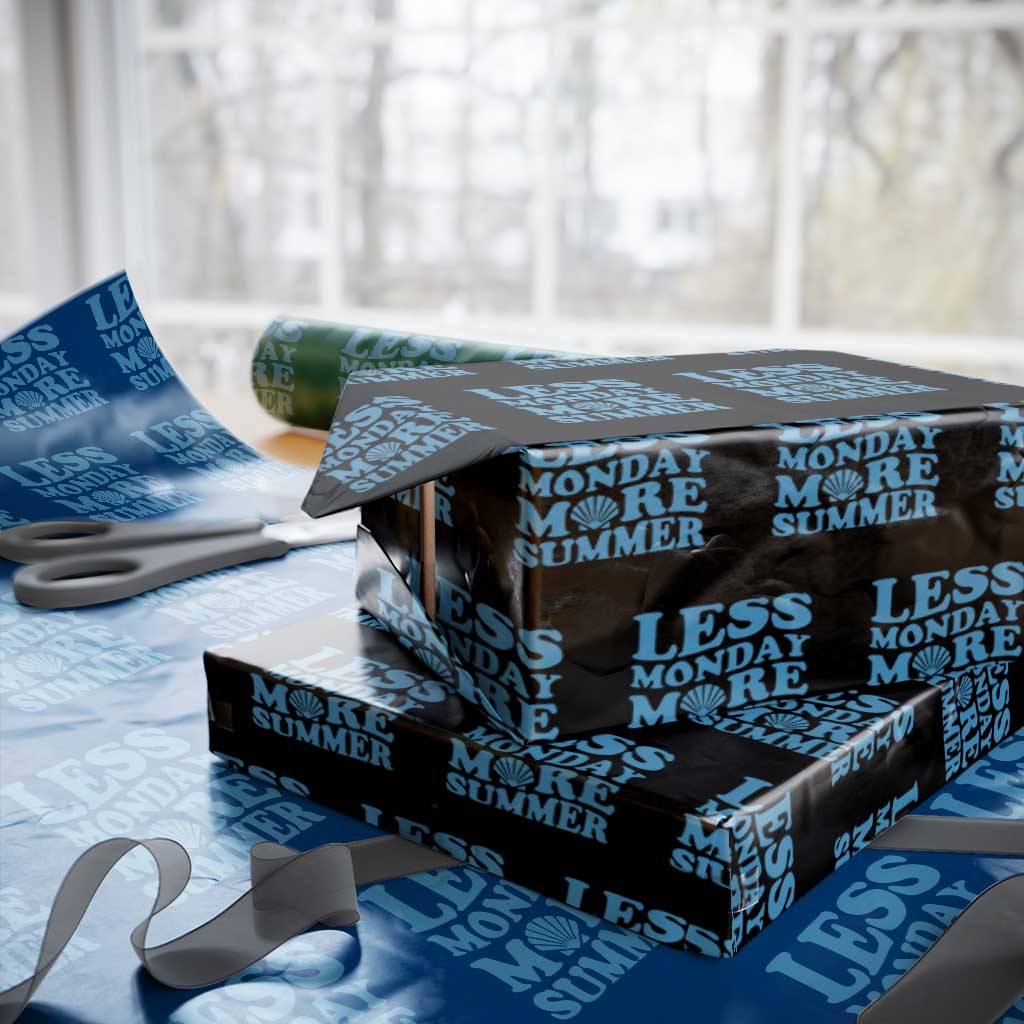 Less Monday More Summer Wrapping Paper Roll Retro Beach Seashell Graphic TS12 Black Print Your Wear