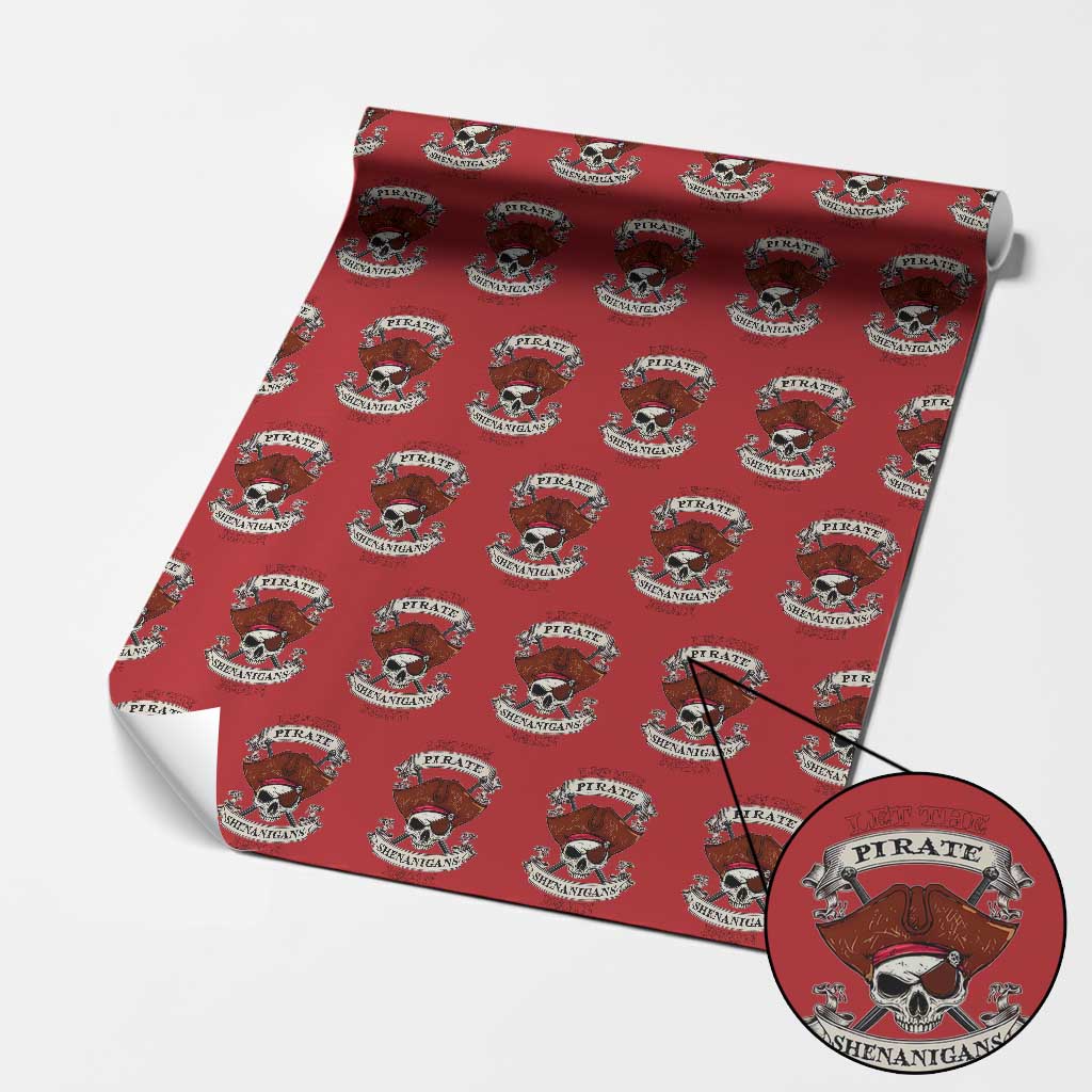 Let The Pirate Shenanigans Begin Wrapping Paper Roll Funny Crossbones Freebooter TS11 Red Print Your Wear