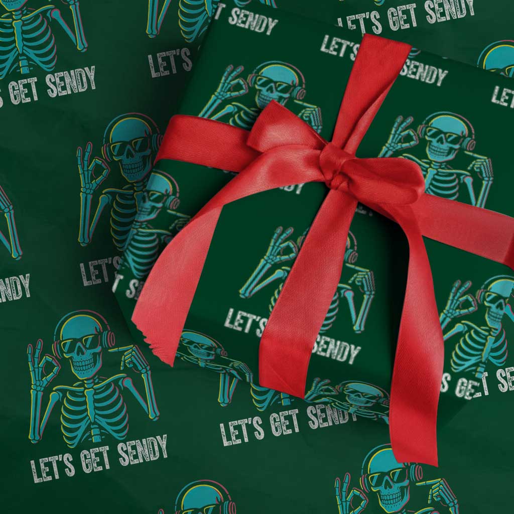 Lets Get Sendy Skeleton Wrapping Paper Roll Full Send Vibes Glowcore TS02 Green Print Your Wear
