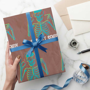 Lets Get Sendy Skeleton Wrapping Paper Roll Full Send Vibes Glowcore TS02 Mocha Print Your Wear