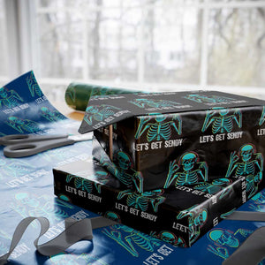 Lets Get Sendy Skeleton Wrapping Paper Roll Full Send Vibes Glowcore TS02 Black Print Your Wear
