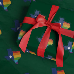 LGBTQ Texas State Flag Wrapping Paper Roll TS10 Green Print Your Wear