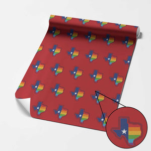 LGBTQ Texas State Flag Wrapping Paper Roll TS10 Red Print Your Wear