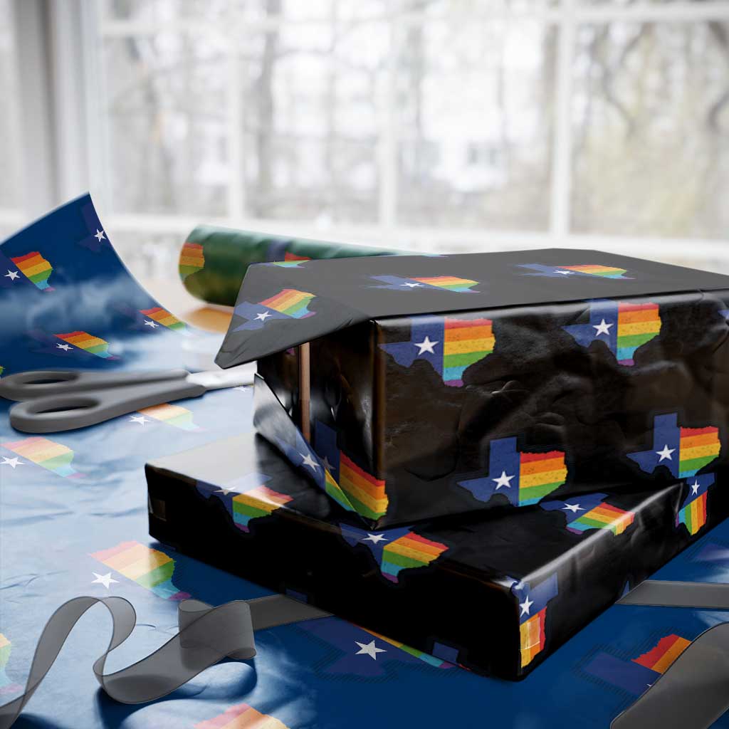 LGBTQ Texas State Flag Wrapping Paper Roll TS10 Black Print Your Wear
