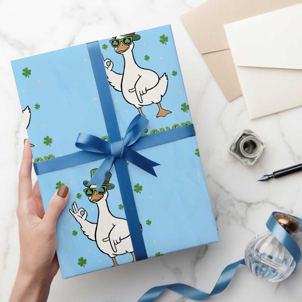 Lucky Goose Six Seven Meme Wrapping Paper Roll St Patricks Day TS12 Light Blue Print Your Wear