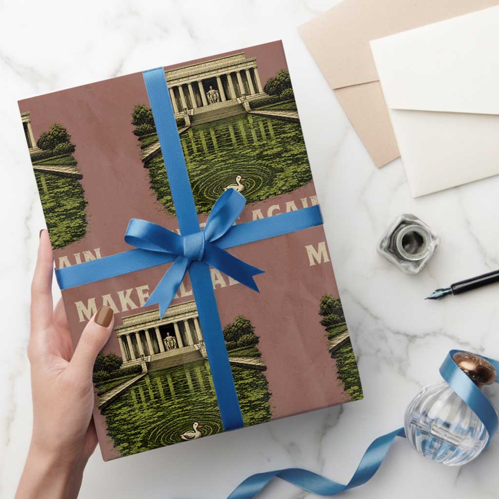 Make Algae Great Again Wrapping Paper Roll Funny Lincoln Memorial Reflecting Pool TS11 Mocha Print Your Wear
