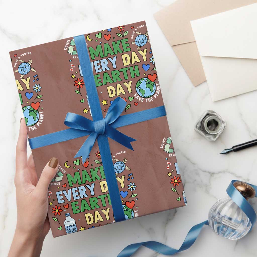 Make Every Day Earth Day Student Gift Wrapping Paper Roll Environmental Awareness TS12 Mocha Print Your Wear
