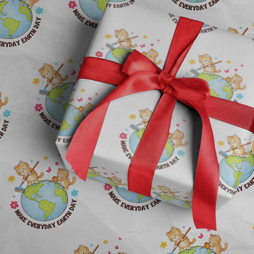 Make Everyday Earth Day Wrapping Paper Roll Funny Cat Lover Gift TS12 White Print Your Wear