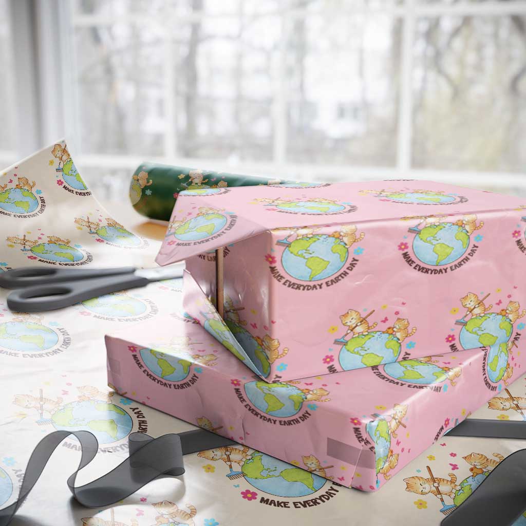 Make Everyday Earth Day Wrapping Paper Roll Funny Cat Lover Gift TS12 Light Pink Print Your Wear
