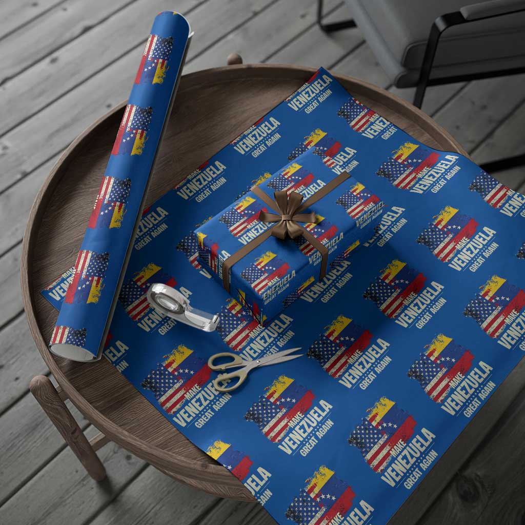 Make Venezuela Great Again Wrapping Paper Roll Distressed US and Venezuela Flag Unity TS02 Blue Print Your Wear