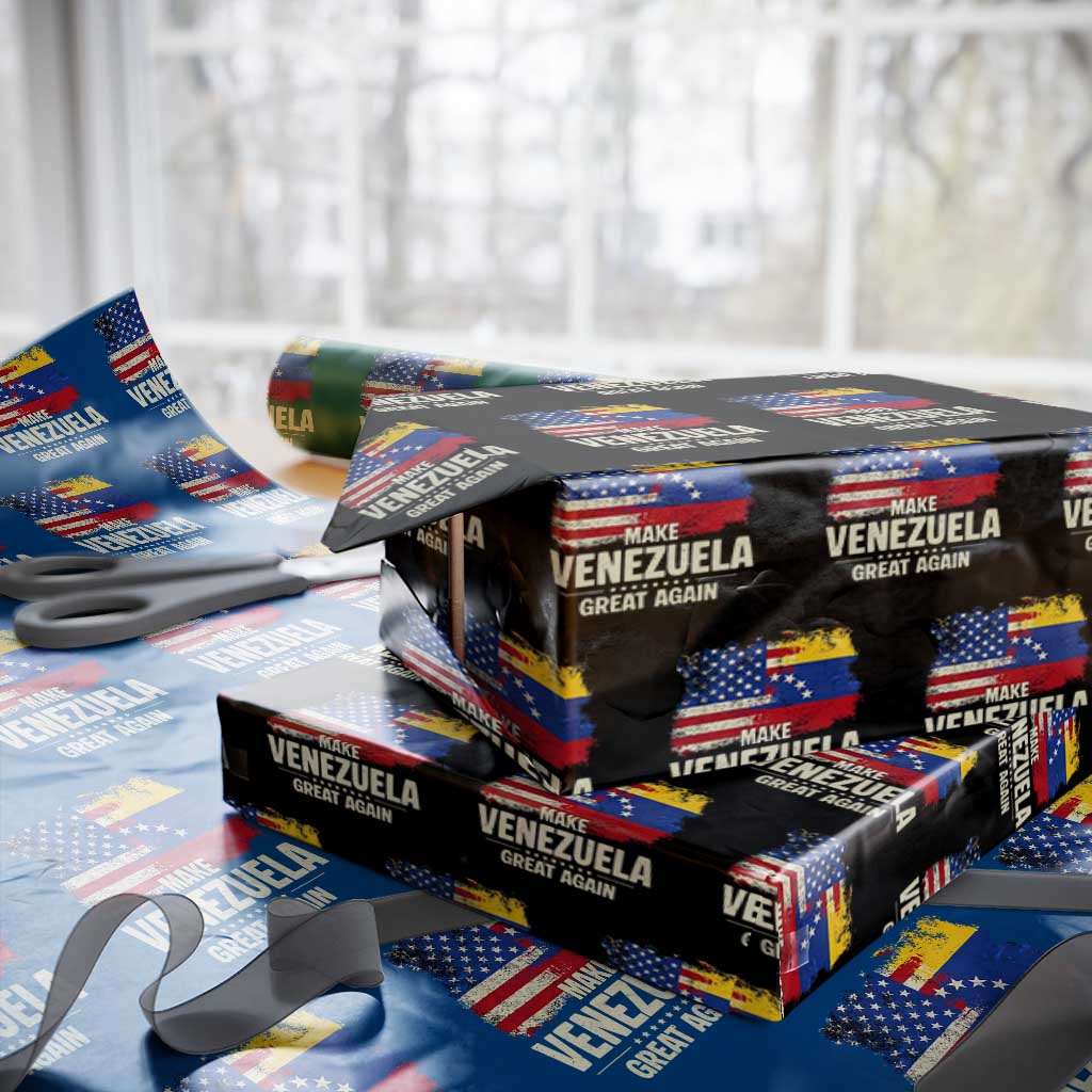 Make Venezuela Great Again Wrapping Paper Roll Distressed US and Venezuela Flag Unity TS02 Black Print Your Wear