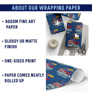 Make Venezuela Great Again Wrapping Paper Roll Distressed US and Venezuela Flag Unity TS02 Print Your Wear