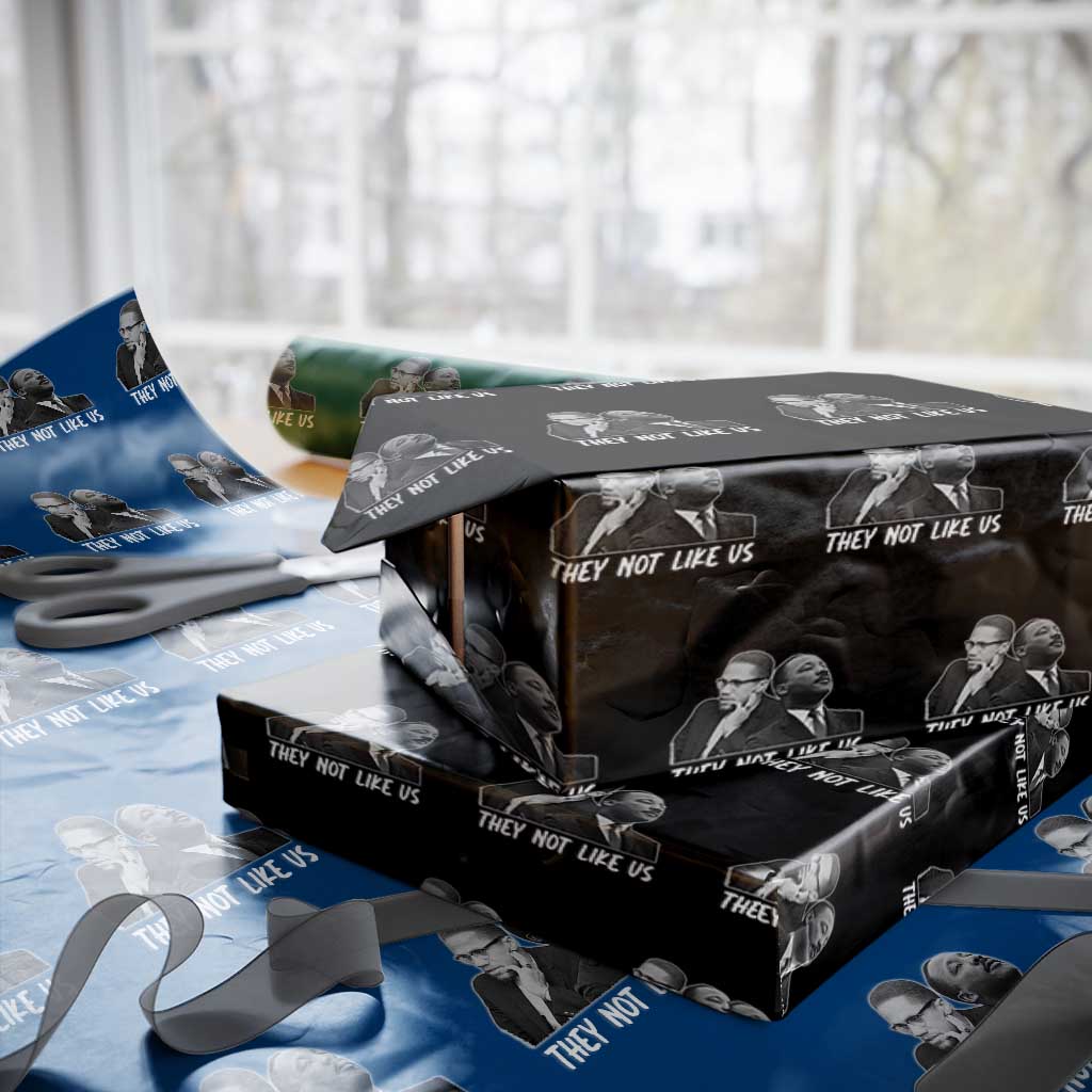Malcolm X and MLK Wrapping Paper Roll They Not Like Us TS02 Black Print Your Wear