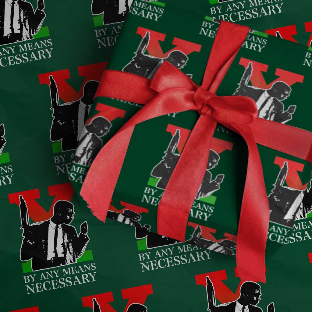 Malcolm X Wrapping Paper Roll By Any Means Necessary TS14 Green Print Your Wear