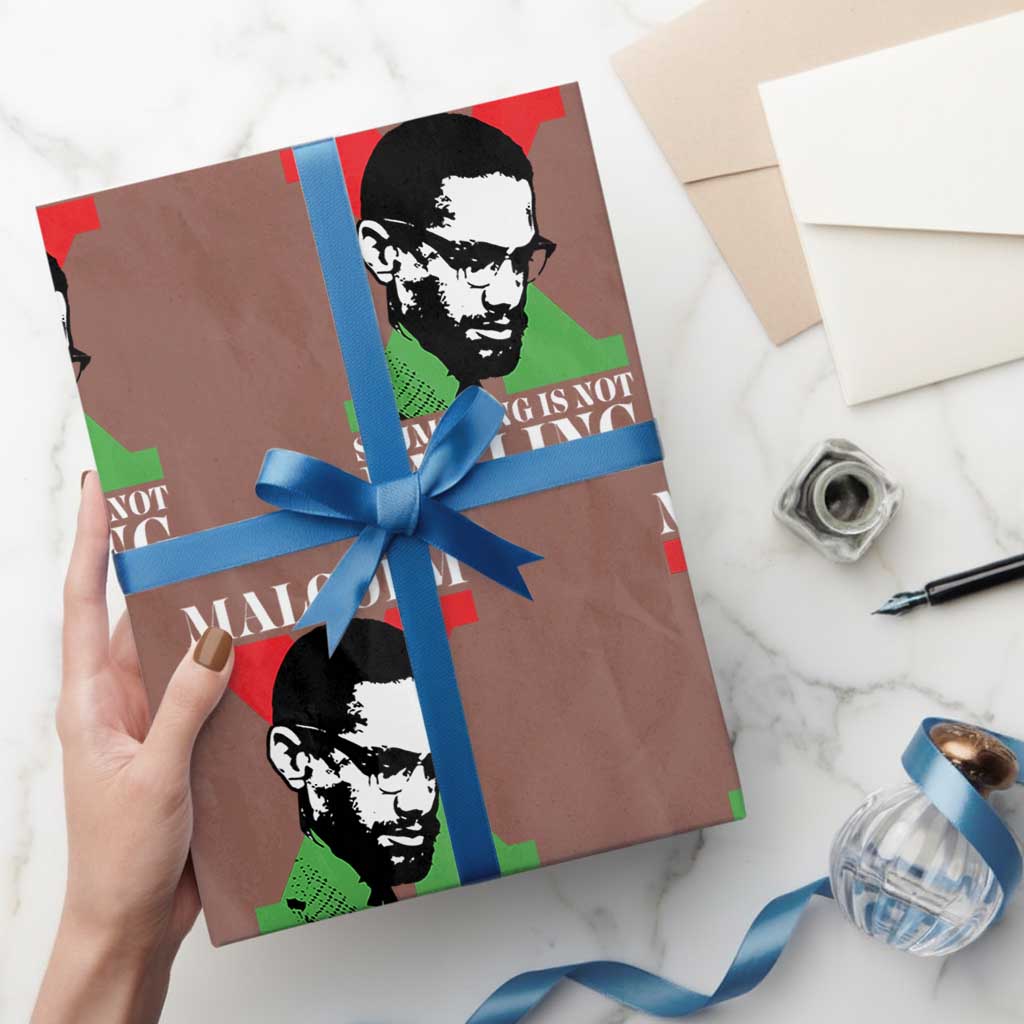 Malcolm X Wrapping Paper Roll Stumbling Is Not Falling Black History Leader TS12 Mocha Print Your Wear