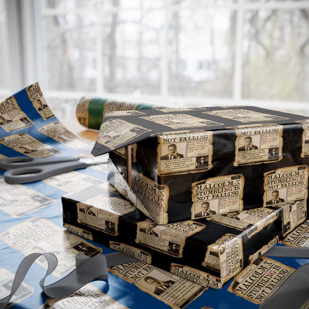 Malcolm X Wrapping Paper Roll Stumbling Is Not Falling Civil Rights Leader TS12 Black Print Your Wear
