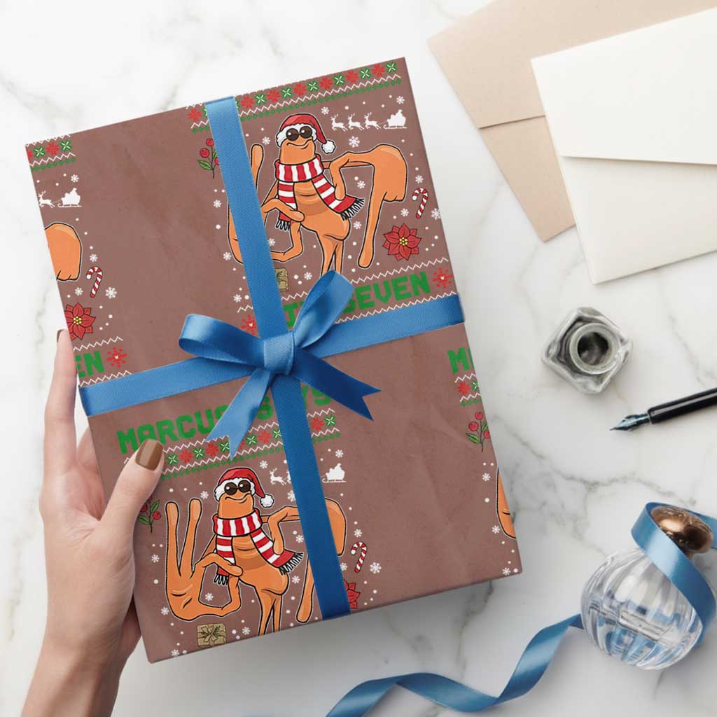Marcus Says Six Seven Wrapping Paper Roll Funny Ugly Christmas Meme Gift TS12 Mocha Print Your Wear