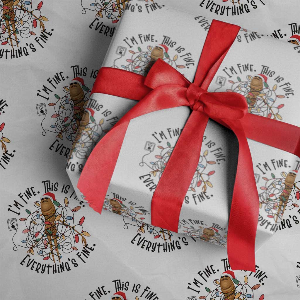 Marcus The Worm Christmas Meme Wrapping Paper Roll I'm Fine Everything is Fine TS10 White Print Your Wear