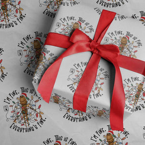Marcus The Worm Christmas Meme Wrapping Paper Roll I'm Fine Everything is Fine TS10 White Print Your Wear