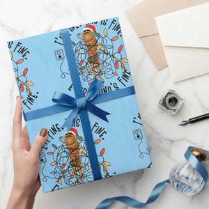 Marcus The Worm Christmas Meme Wrapping Paper Roll I'm Fine Everything is Fine TS10 Light Blue Print Your Wear
