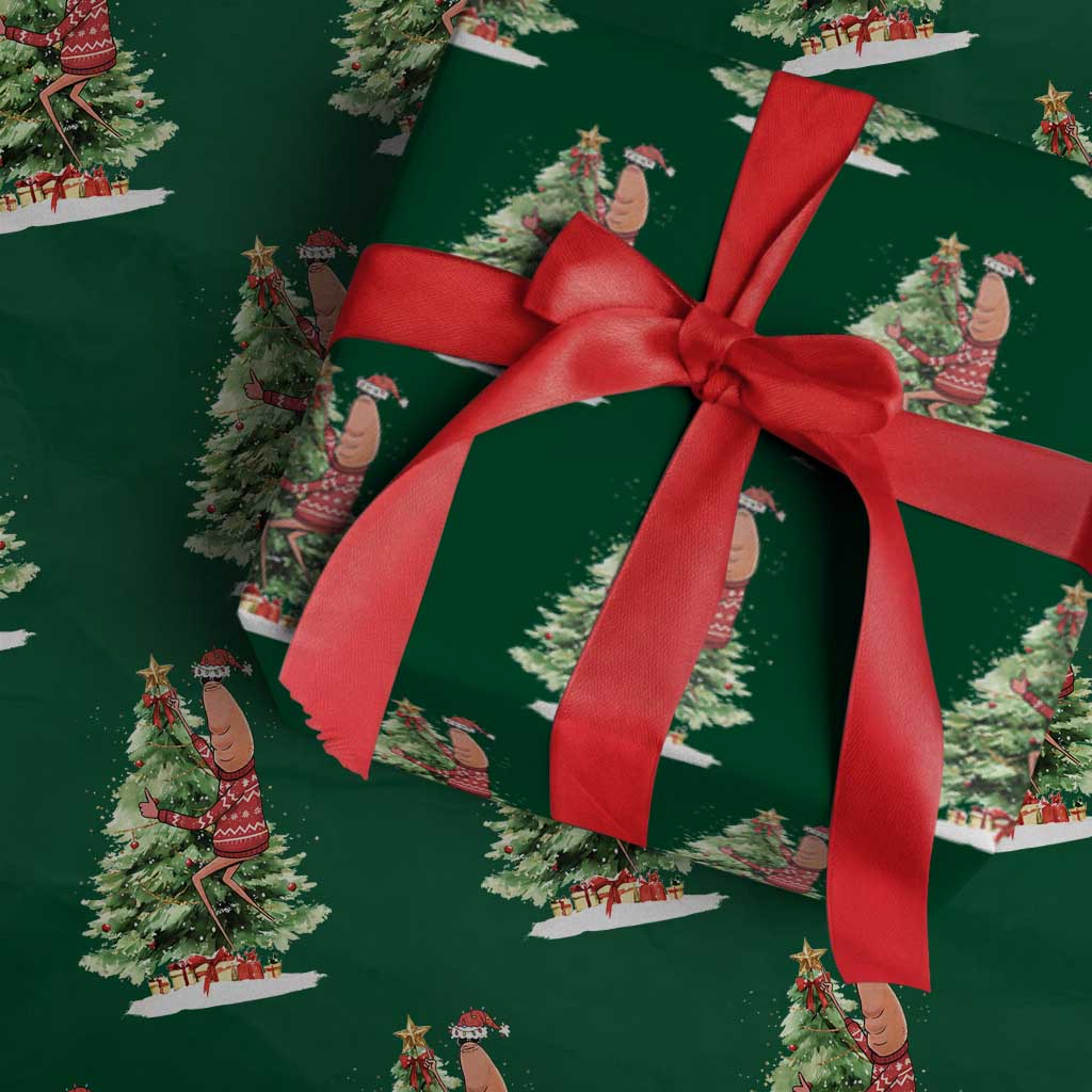 Marcus The Worm Christmas Wrapping Paper Roll Funny Brain Rot Meme TS10 Green Print Your Wear