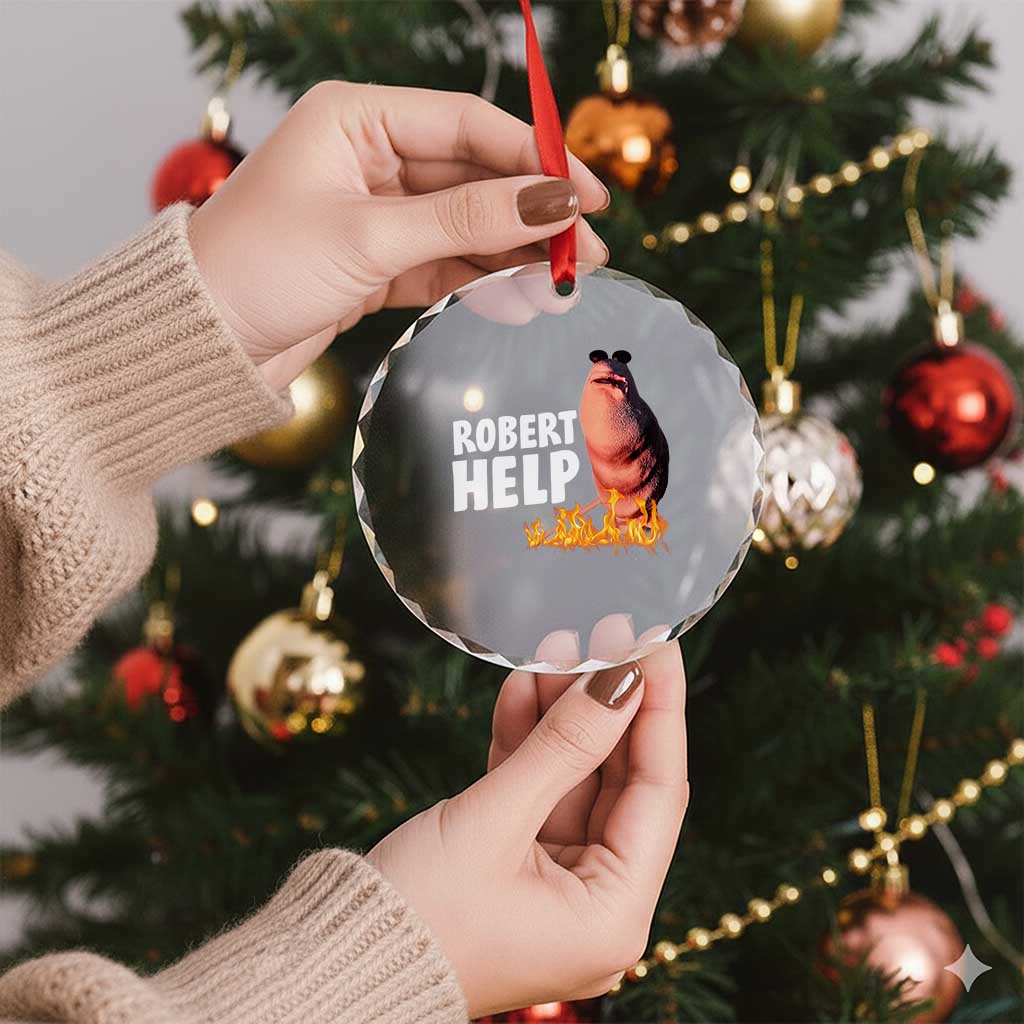 Marcus The Worm Crystal Glass Ornament Funny Brainrot Meme Robert Help TS10 Print Your Wear
